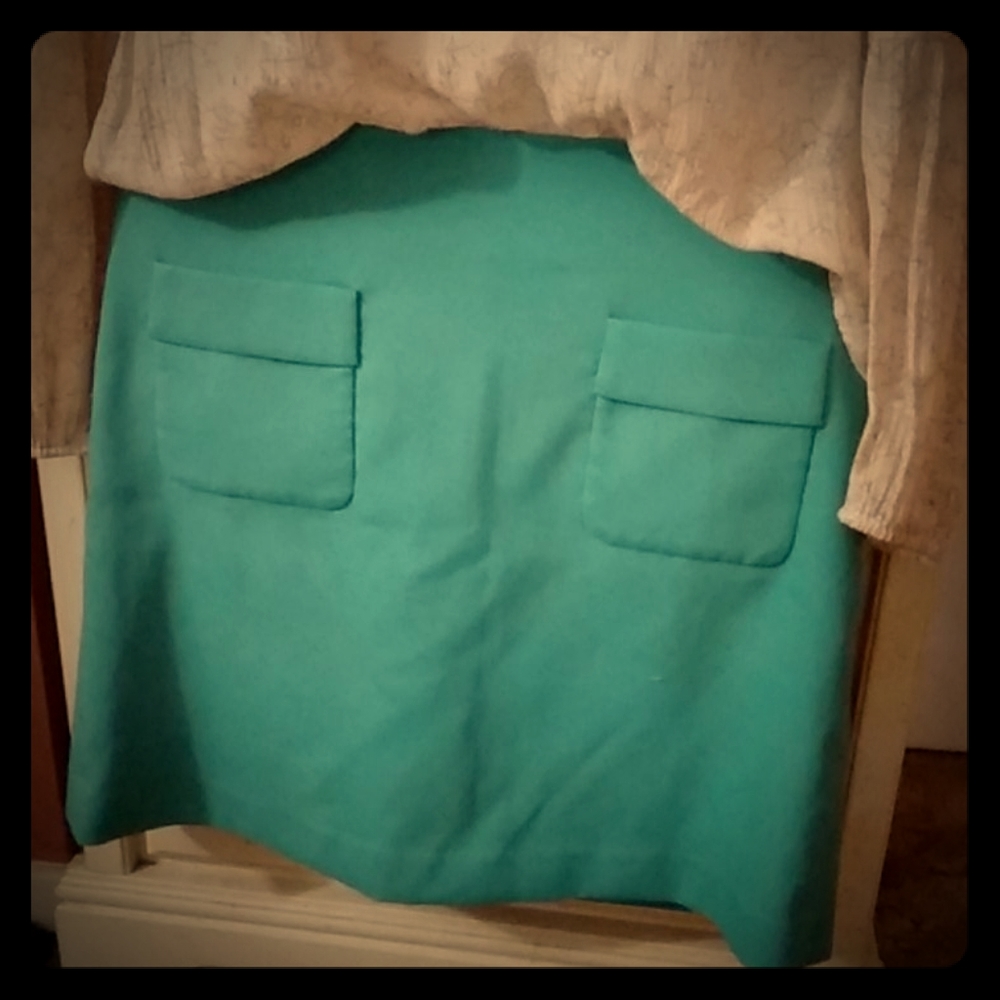 Ann taylor loft 2 green skirt pockets mini new